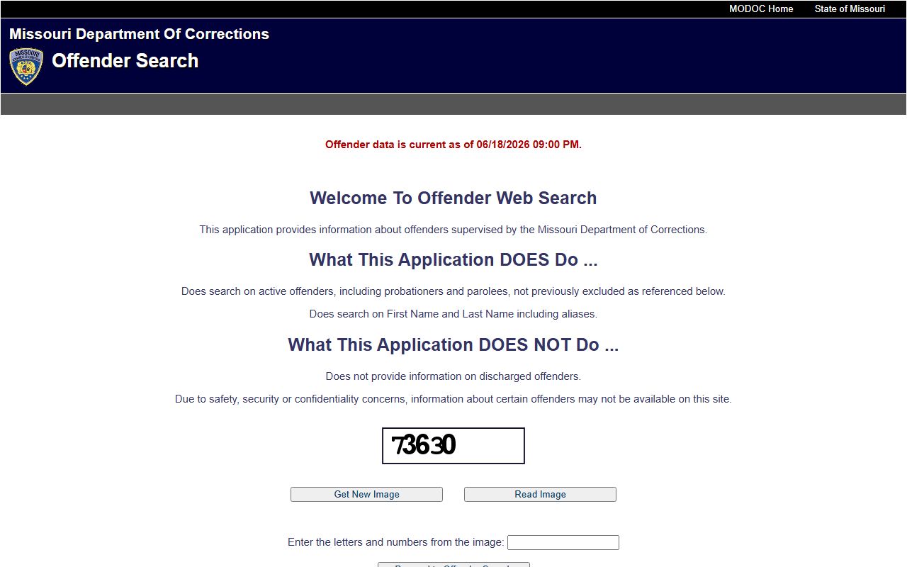 Bollinger County inmate lookup through Missouri DOC offender search